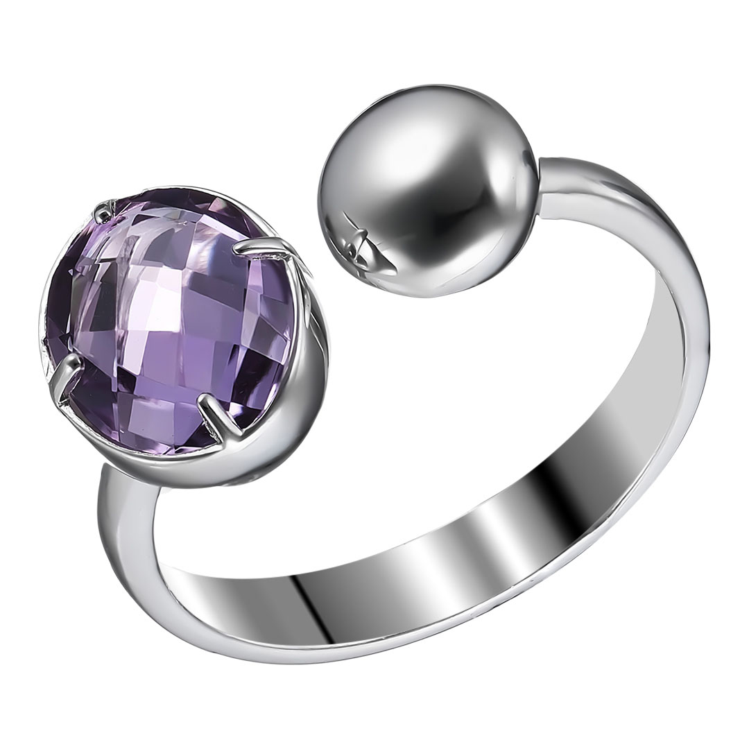 Серебряное кольцо 925 пробы; вставки 1 Аметист;