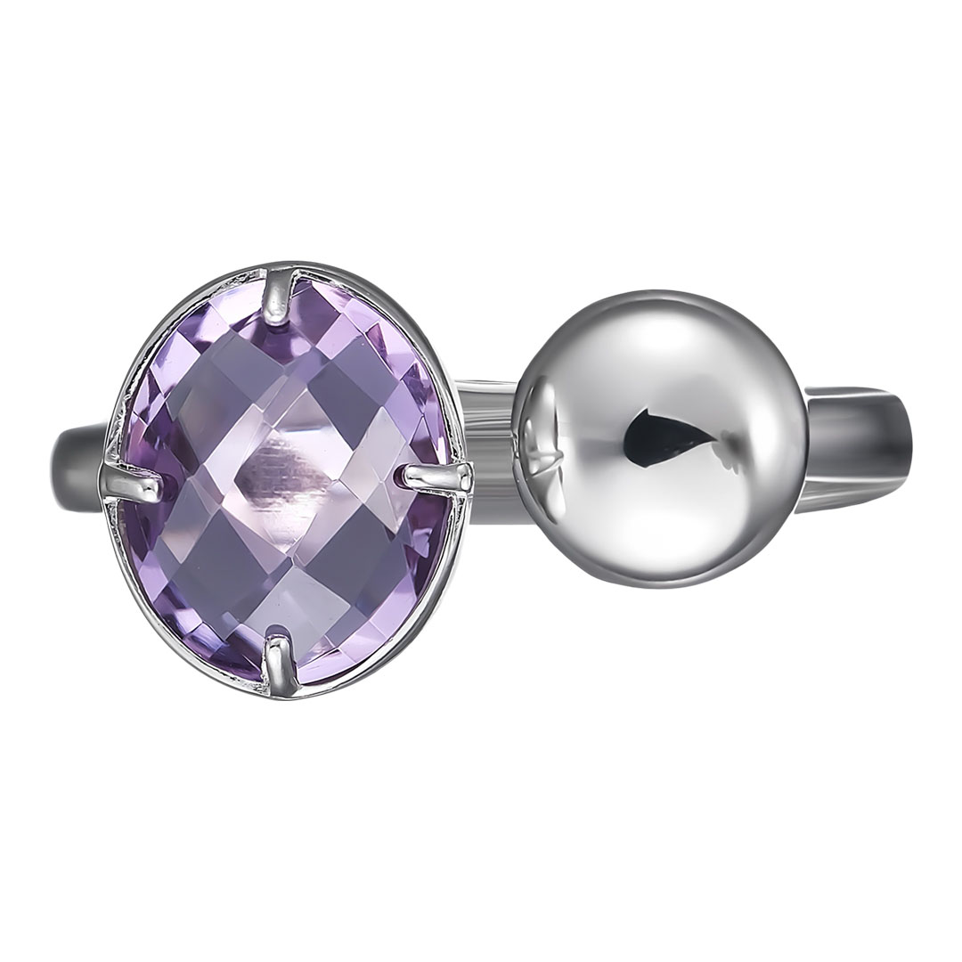 Серебряное кольцо 925 пробы; вставки 1 Аметист;