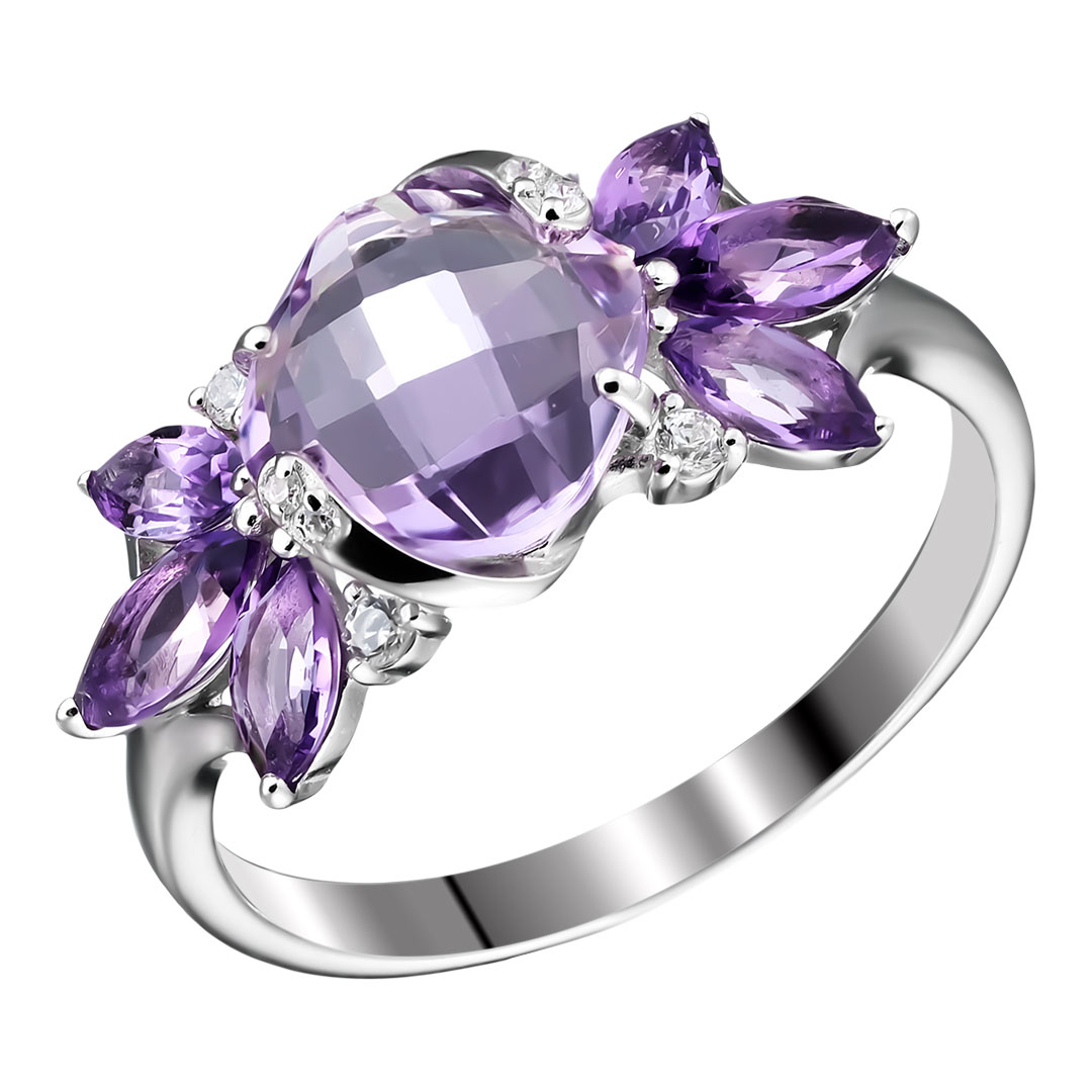 Серебряное кольцо с аметистами