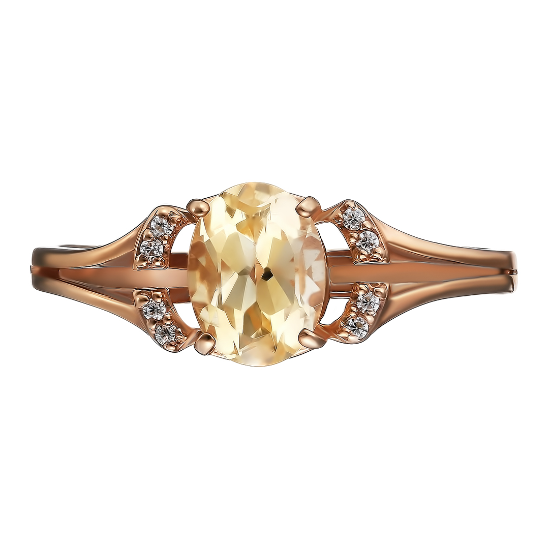 Серебряное кольцо 925 пробы; вставки 1 Цитрин ; 8 Фианит бесцв.;
