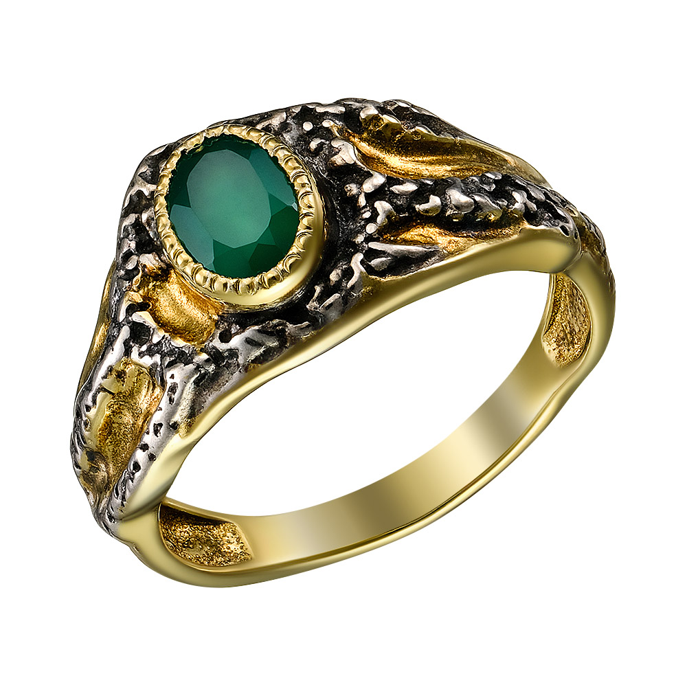 Серебряное кольцо 925 пробы; с чернением; вставки 1 Агат;