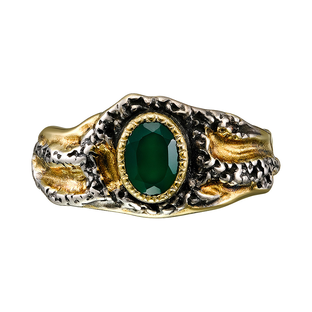 Серебряное кольцо 925 пробы; с чернением; вставки 1 Агат;