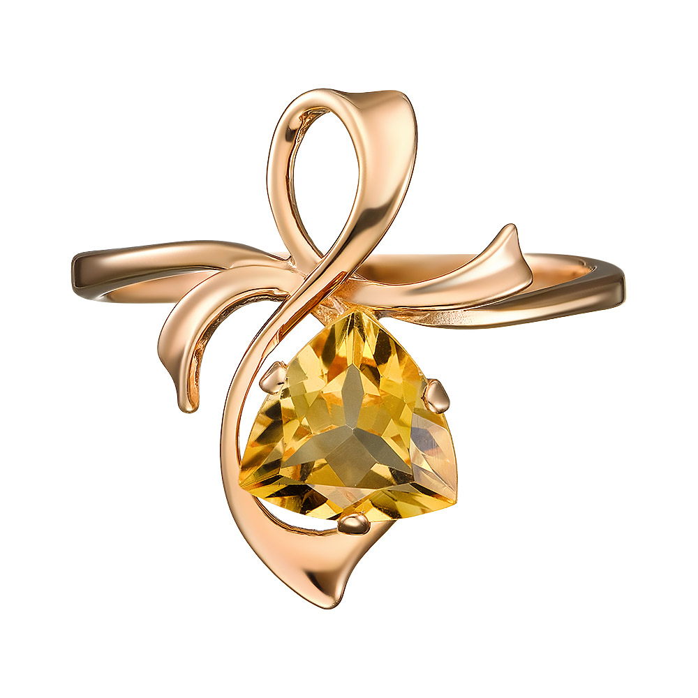 Серебряное кольцо 925 пробы; вставки 1 Цитрин;