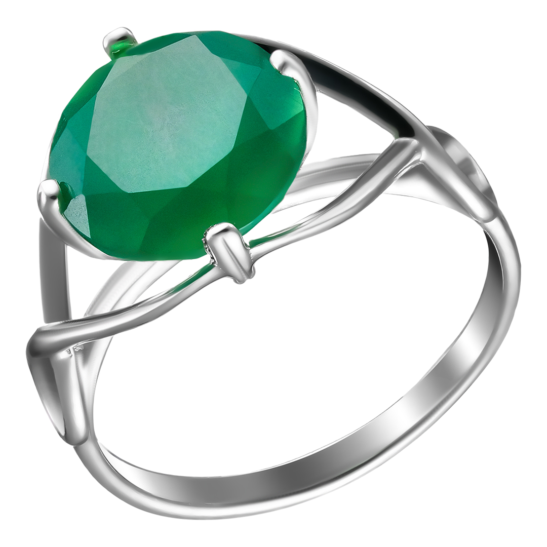 Серебряное кольцо 925 пробы; вставки 1 Агат нат. зеленый;