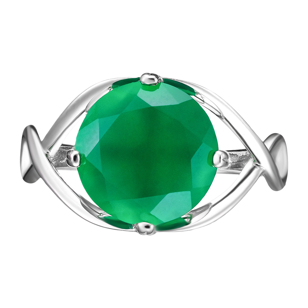 Серебряное кольцо 925 пробы; вставки 1 Агат нат. зеленый;