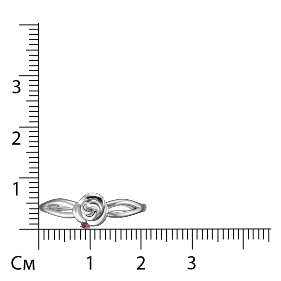 Серебряное кольцо с рубином "Роза"