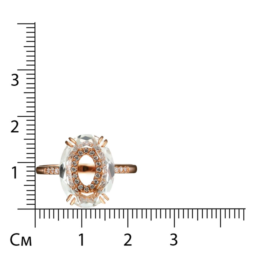 Серебряное кольцо 925 пробы; вставки 1 Празиолит; 26 Фианит бесцв.;