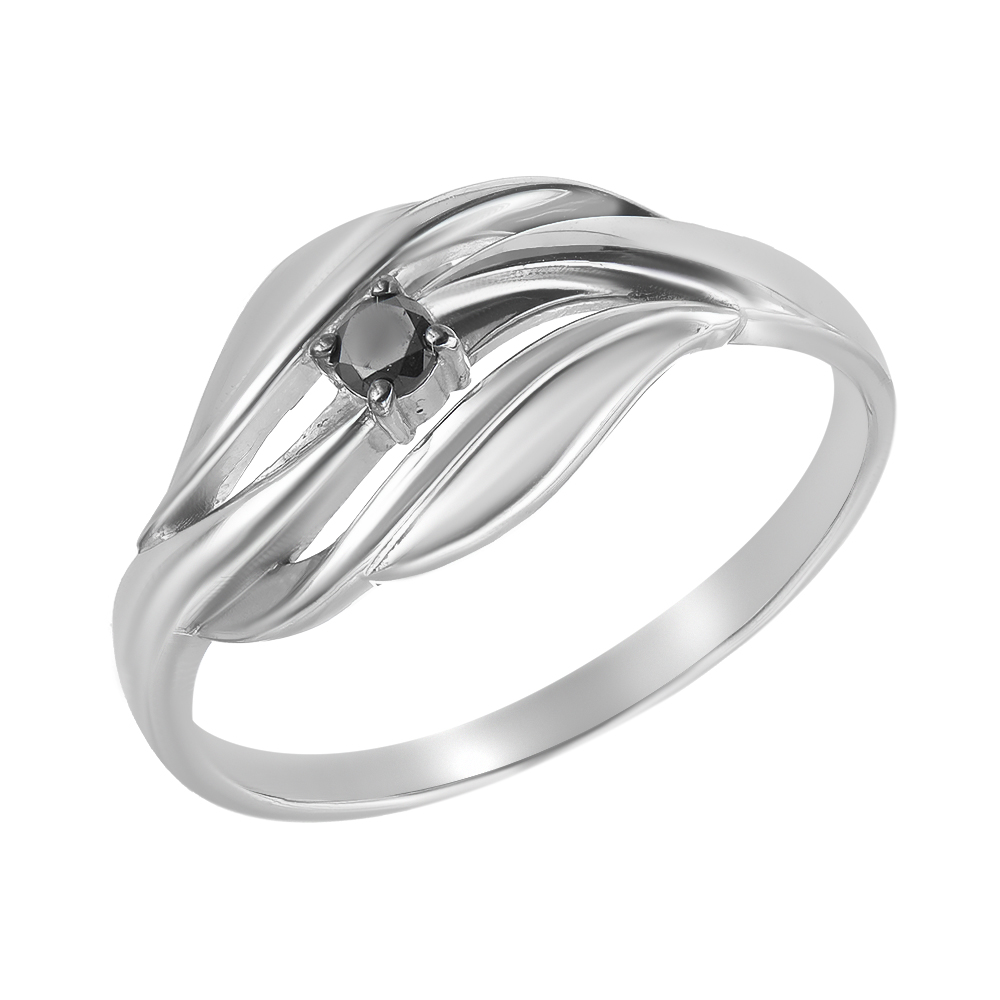 Серебряное кольцо с черным бриллиантом