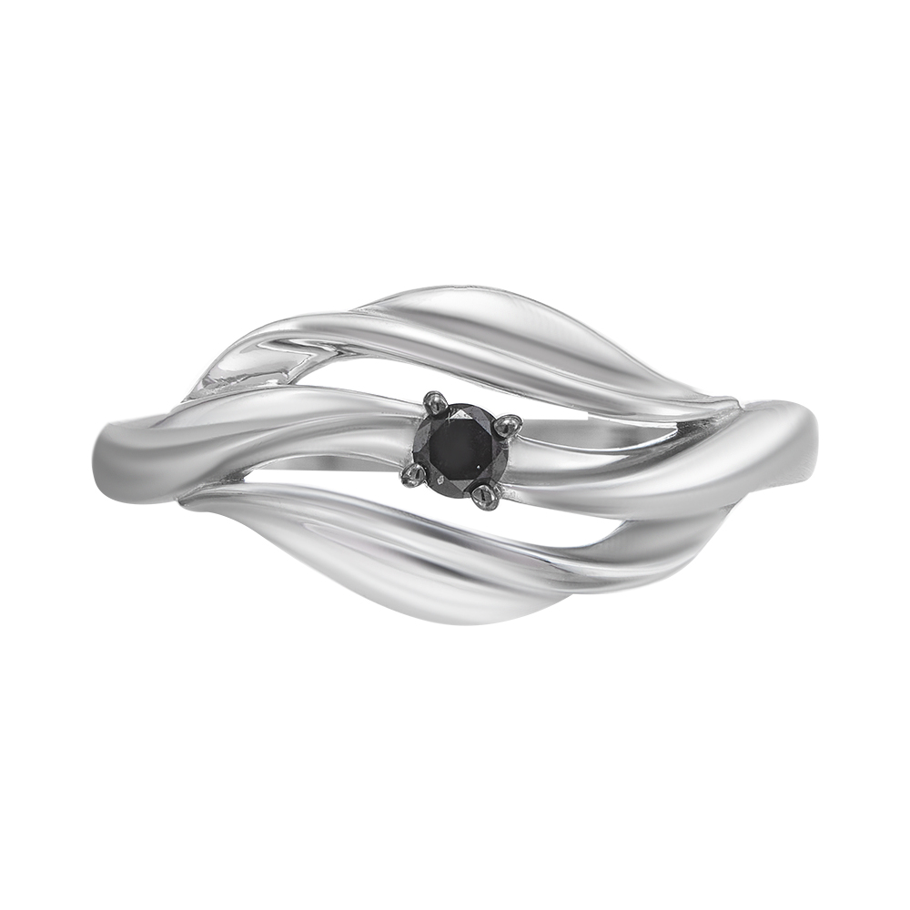 Серебряное кольцо с черным бриллиантом
