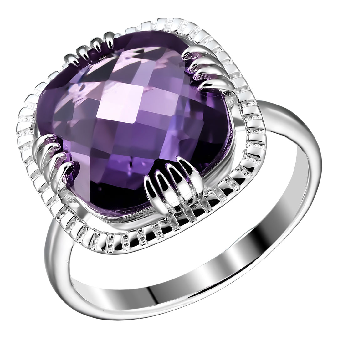 Серебряное кольцо 925 пробы; вставки 1 Аметист;
