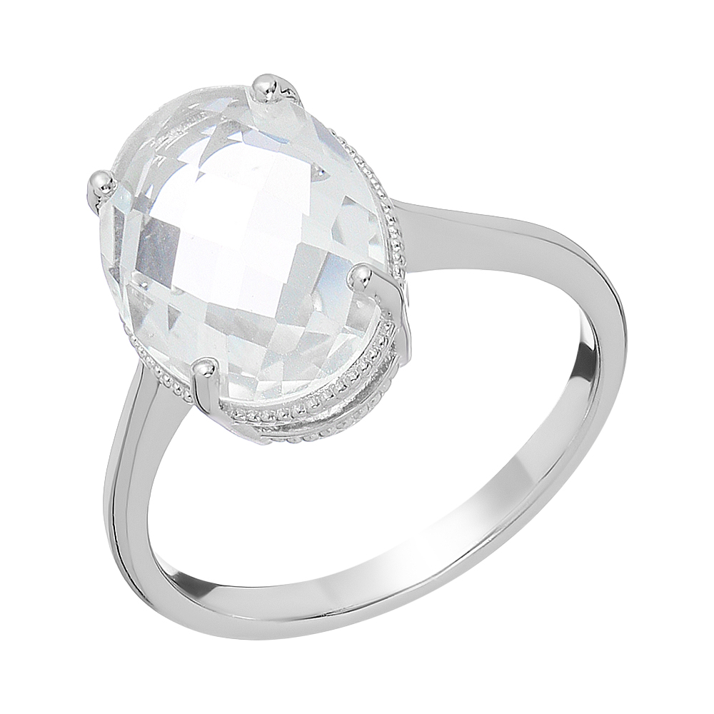 Серебряное кольцо 925 пробы; вставки 1 Горный хрусталь;