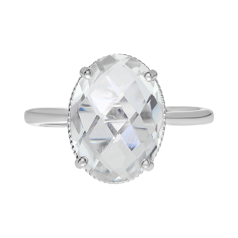 Серебряное кольцо 925 пробы; вставки 1 Горный хрусталь;