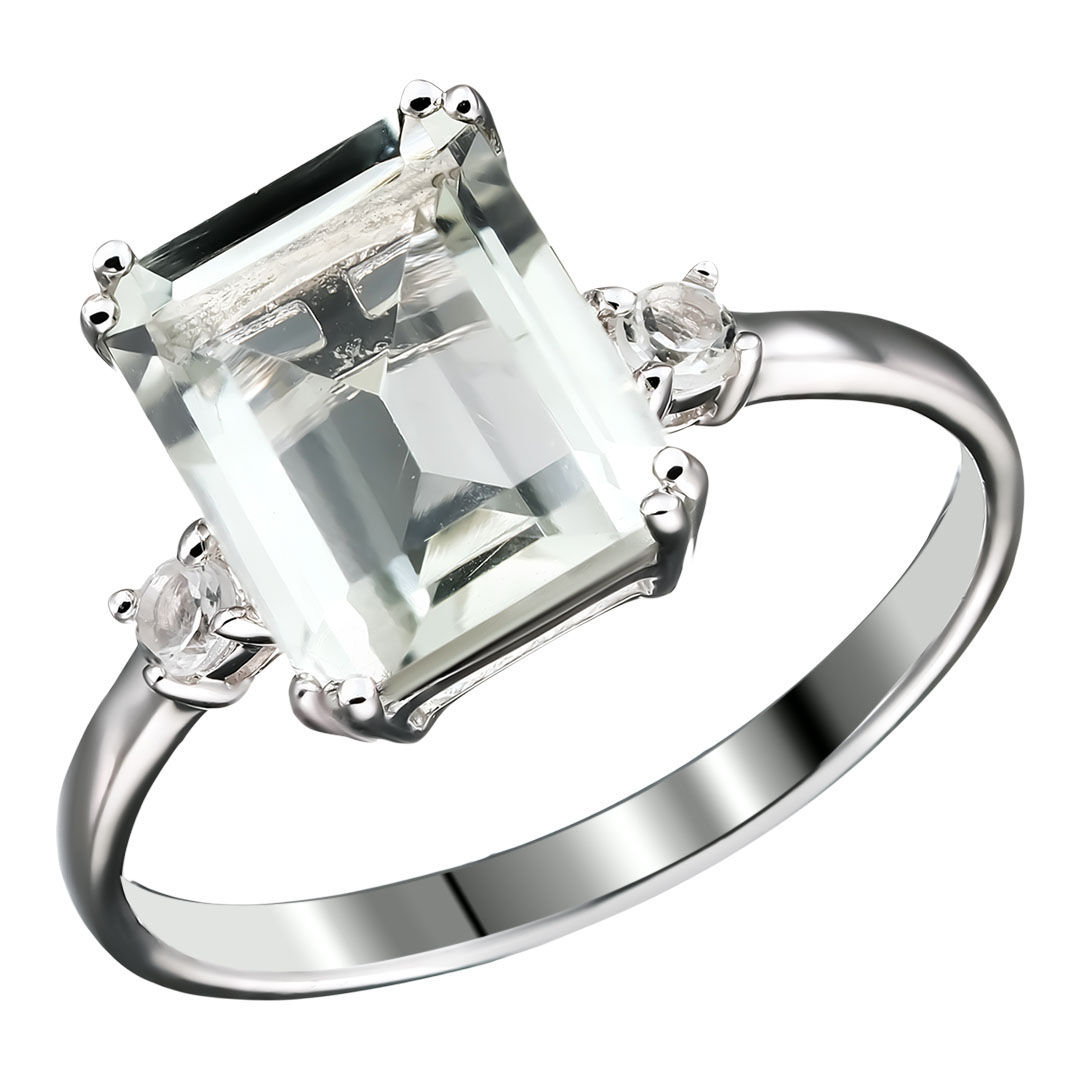 Серебряное кольцо 925 пробы; вставки 3 Аметист зел.;