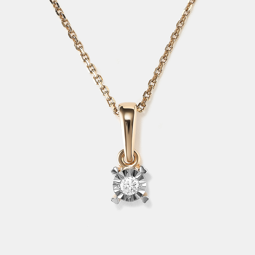 Подвеска из комбинированного золота с бриллиантом