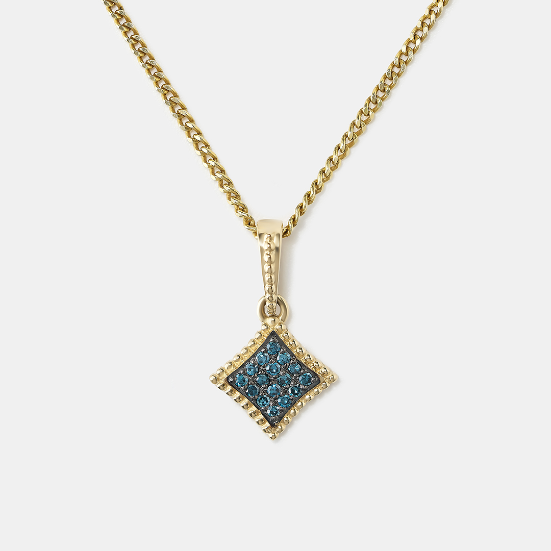 Подвеска из желтого золота с голубыми бриллиантами
