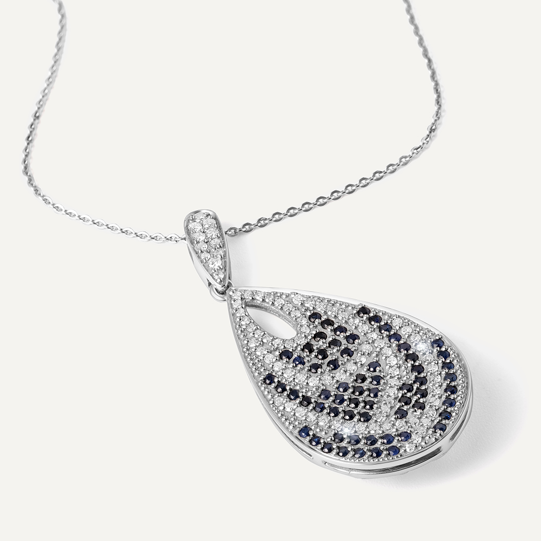 Подвеска из белого золота с сапифрами и бриллиантами