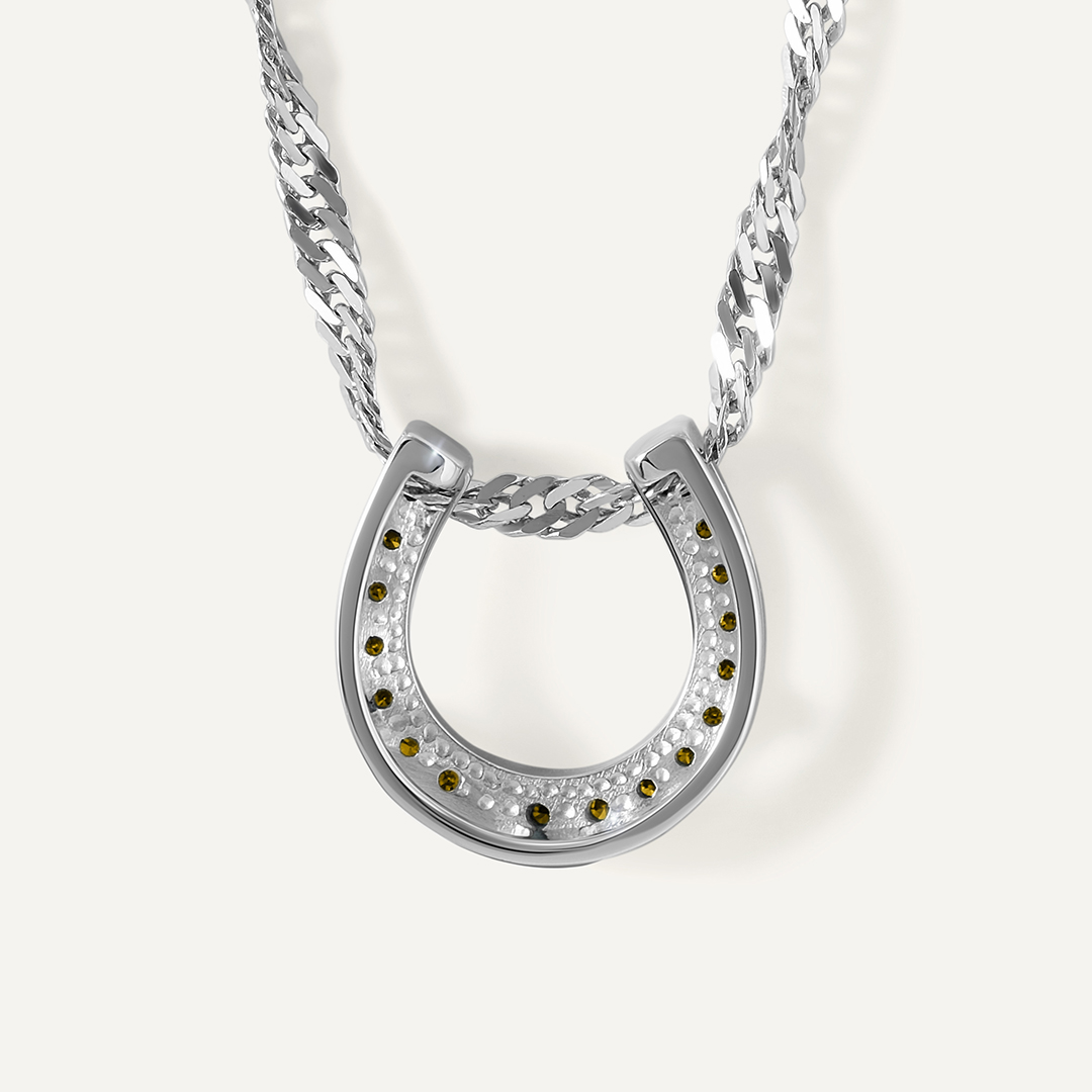Подвеска из белого золота с желтыми бриллиантами "Подкова"