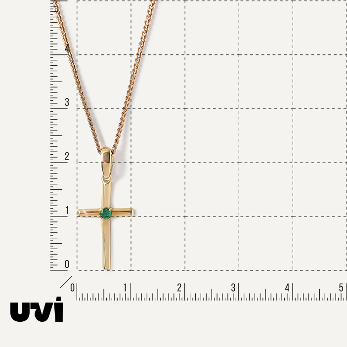 Подвеска-крест из желтого золота с изумрудом