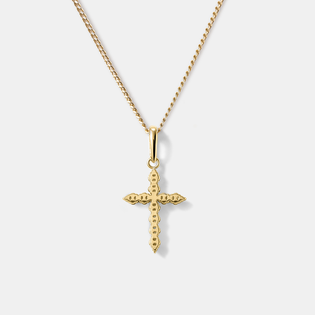 Подвеска-крест из желтого золота с коньячными бриллиантами