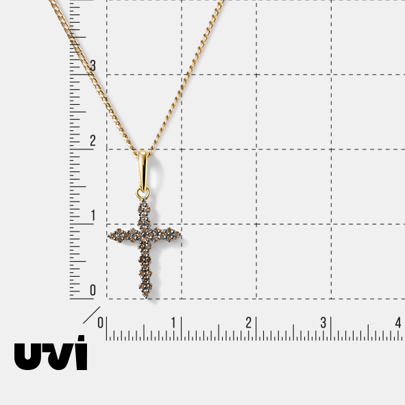 Подвеска-крест из желтого золота с коньячными бриллиантами