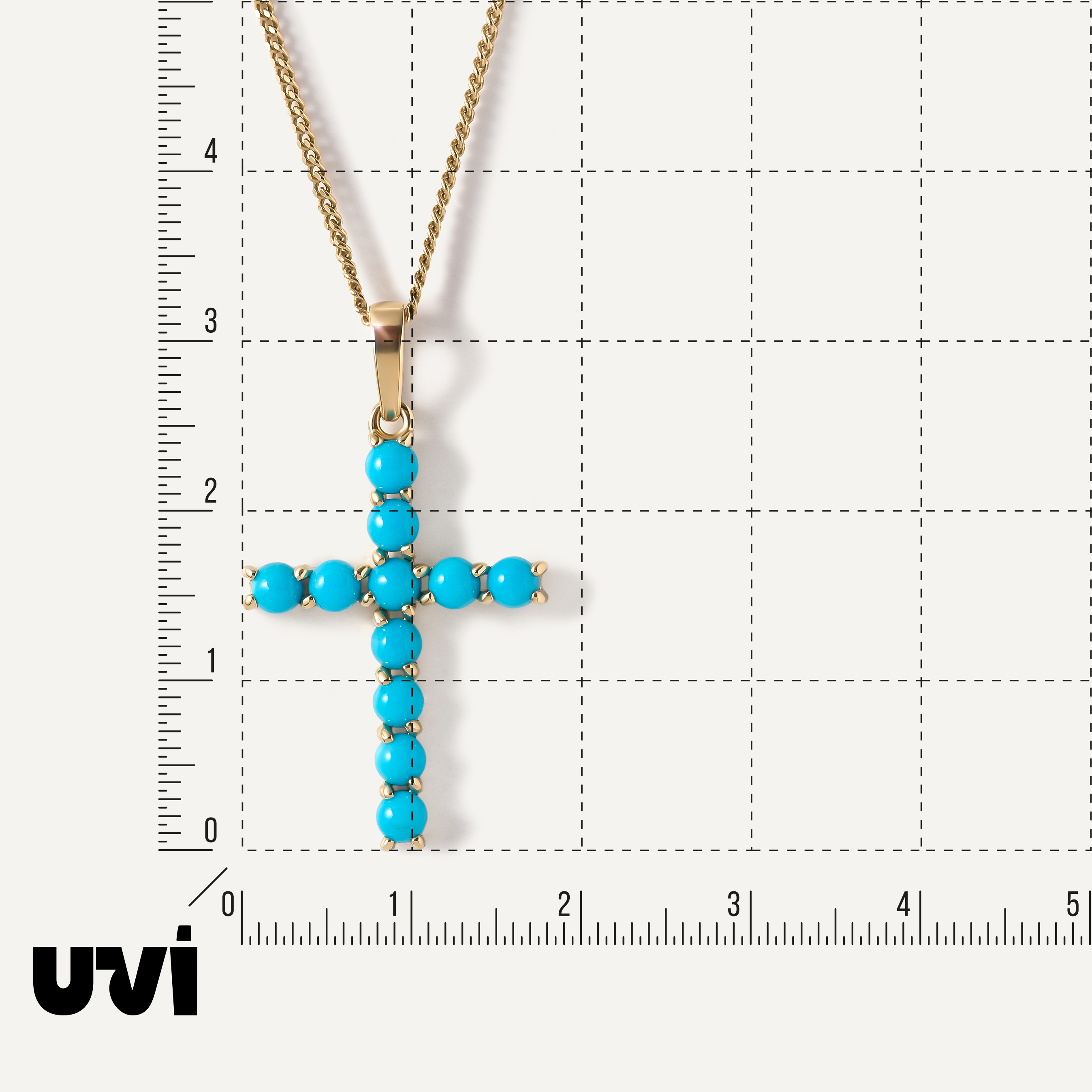 Подвеска-крест из желтого золота с бирюзой