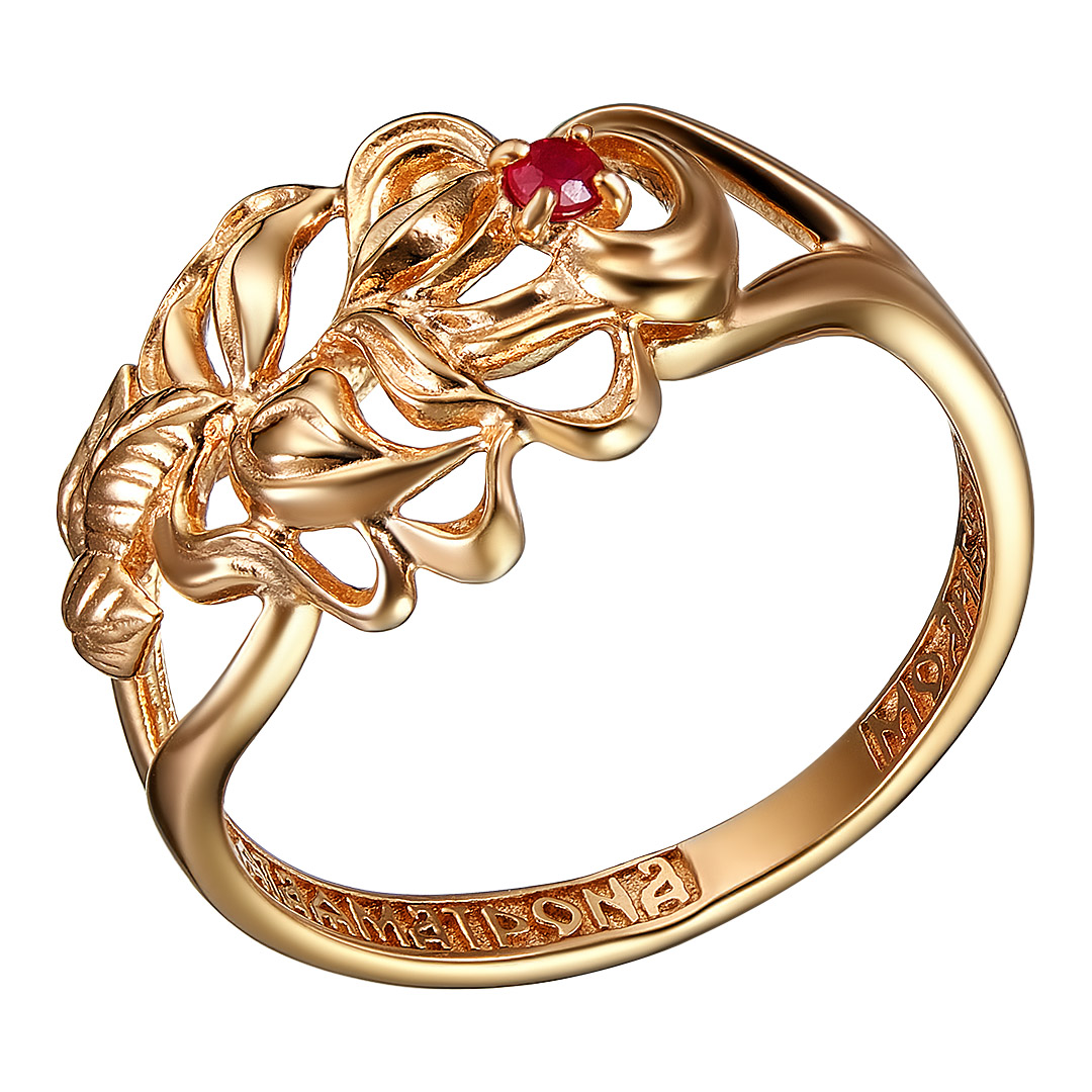 Серебряное кольцо с рубином "Православное"