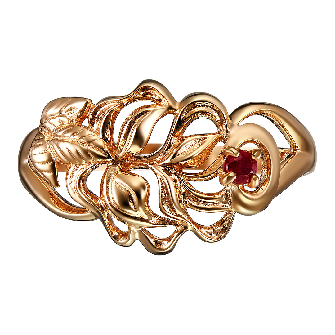 Серебряное кольцо с рубином "Православное"