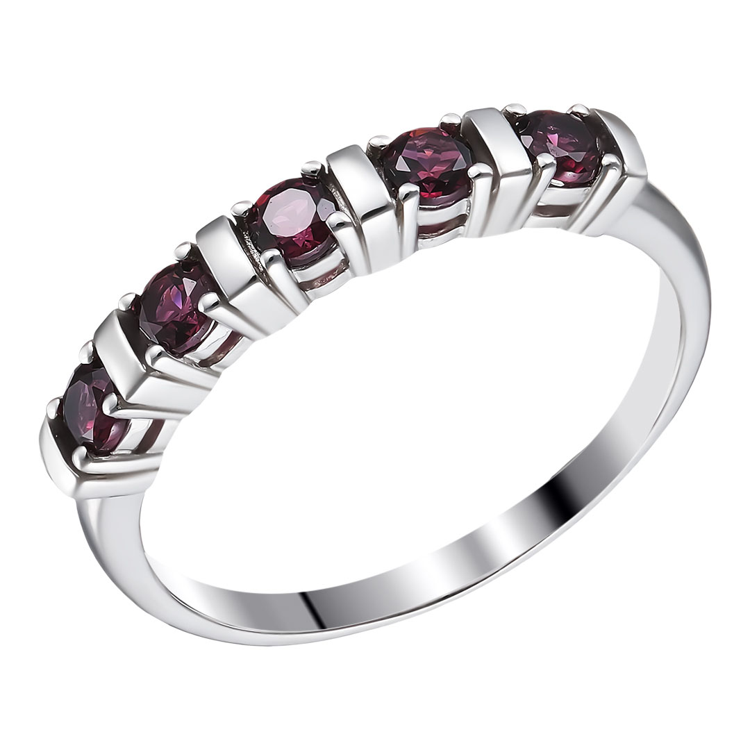 Серебряное кольцо 925 пробы; вставки 5 Родолит;