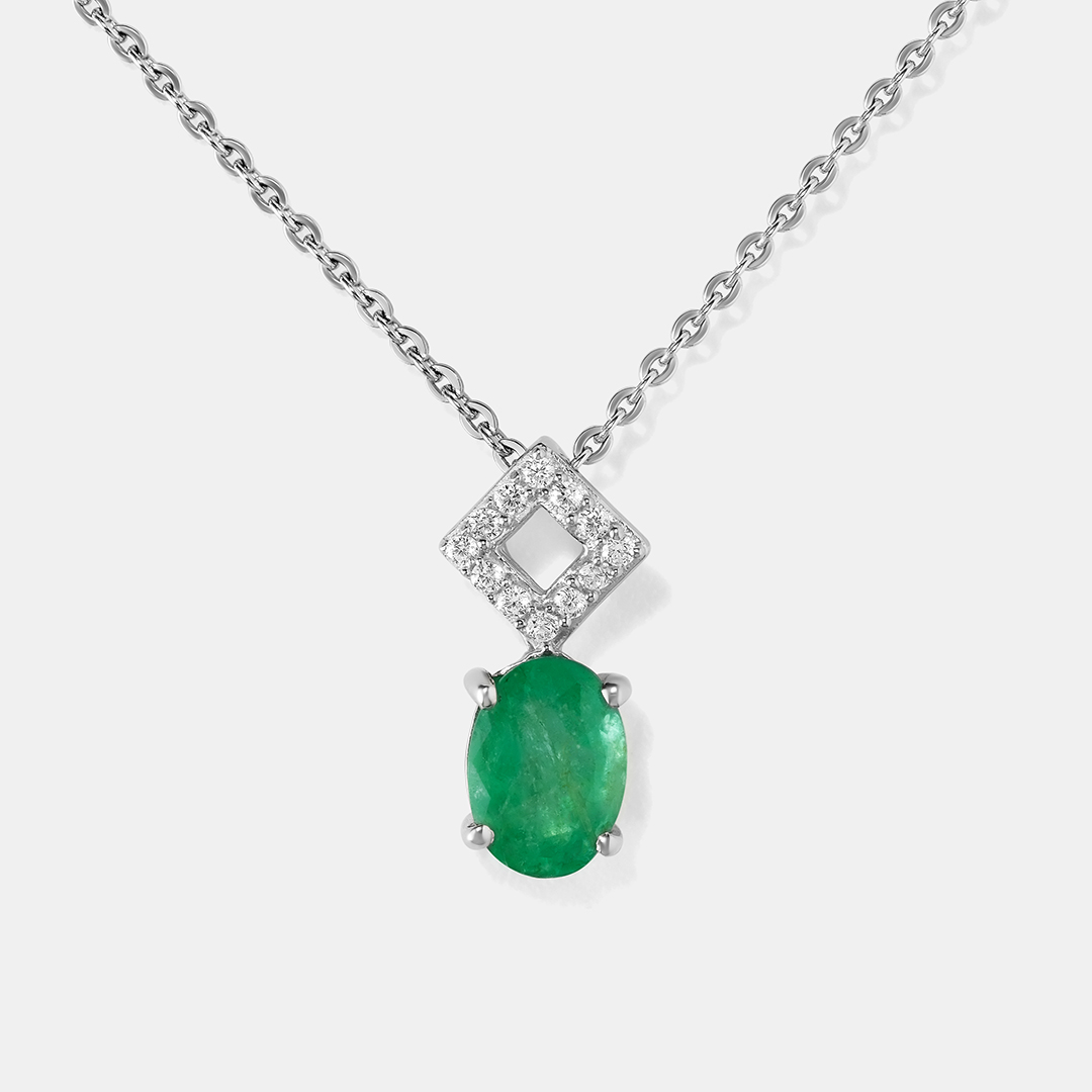 Серебряная подвеска с изумрудом