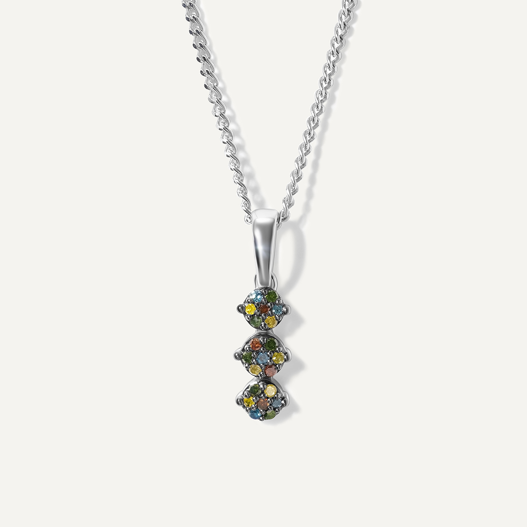 Серебряная подвеска с разноцветными бриллиантами