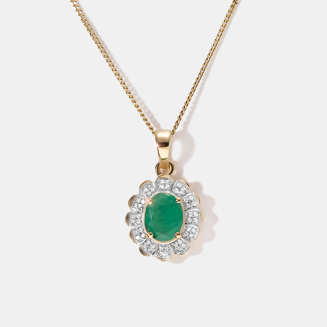 Серебряная подвеска с изумрудом "Цветок"