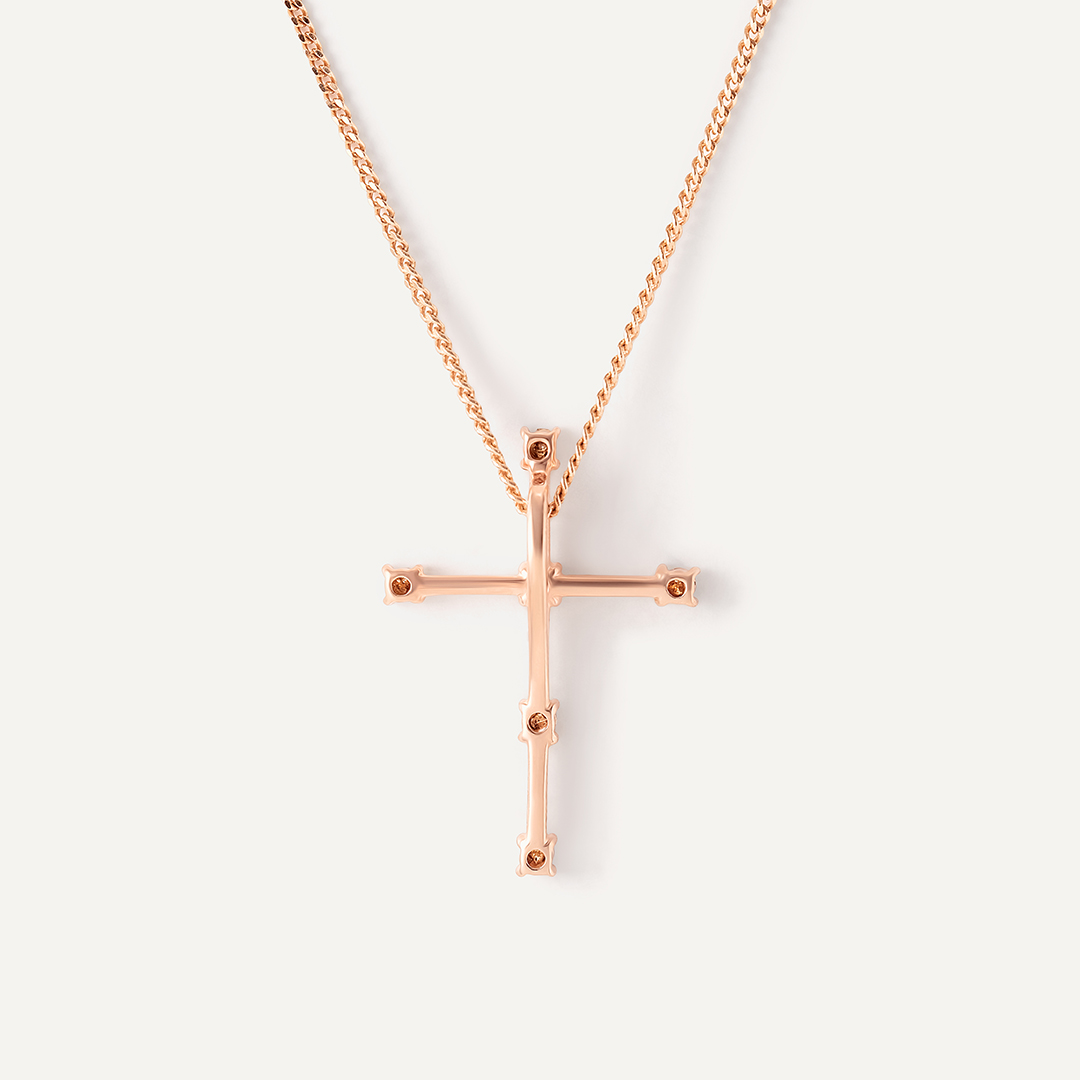 Серебряная подвеска-крест с бриллиантом