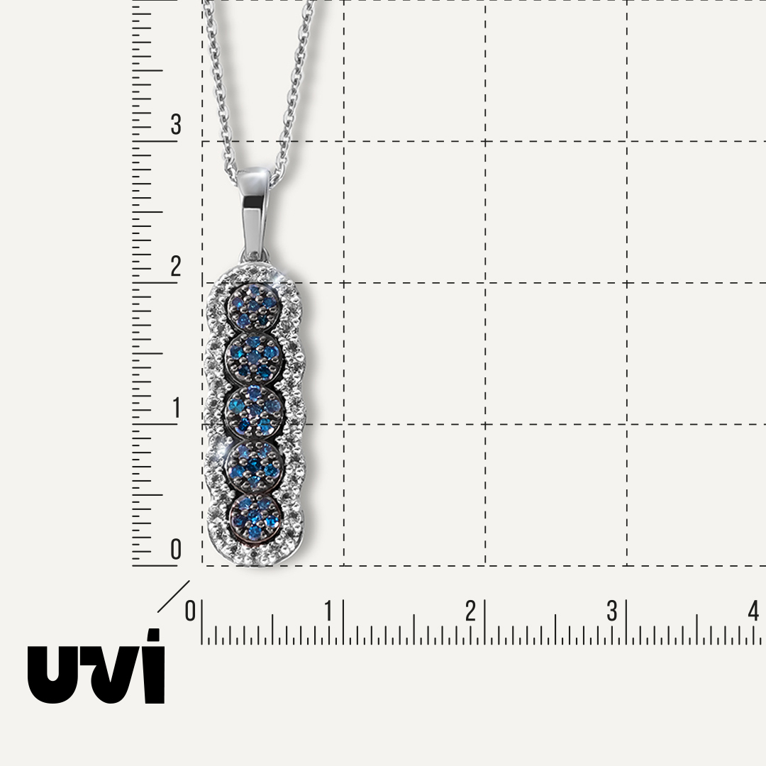 Серебряная подвеска с голубыми бриллиантами