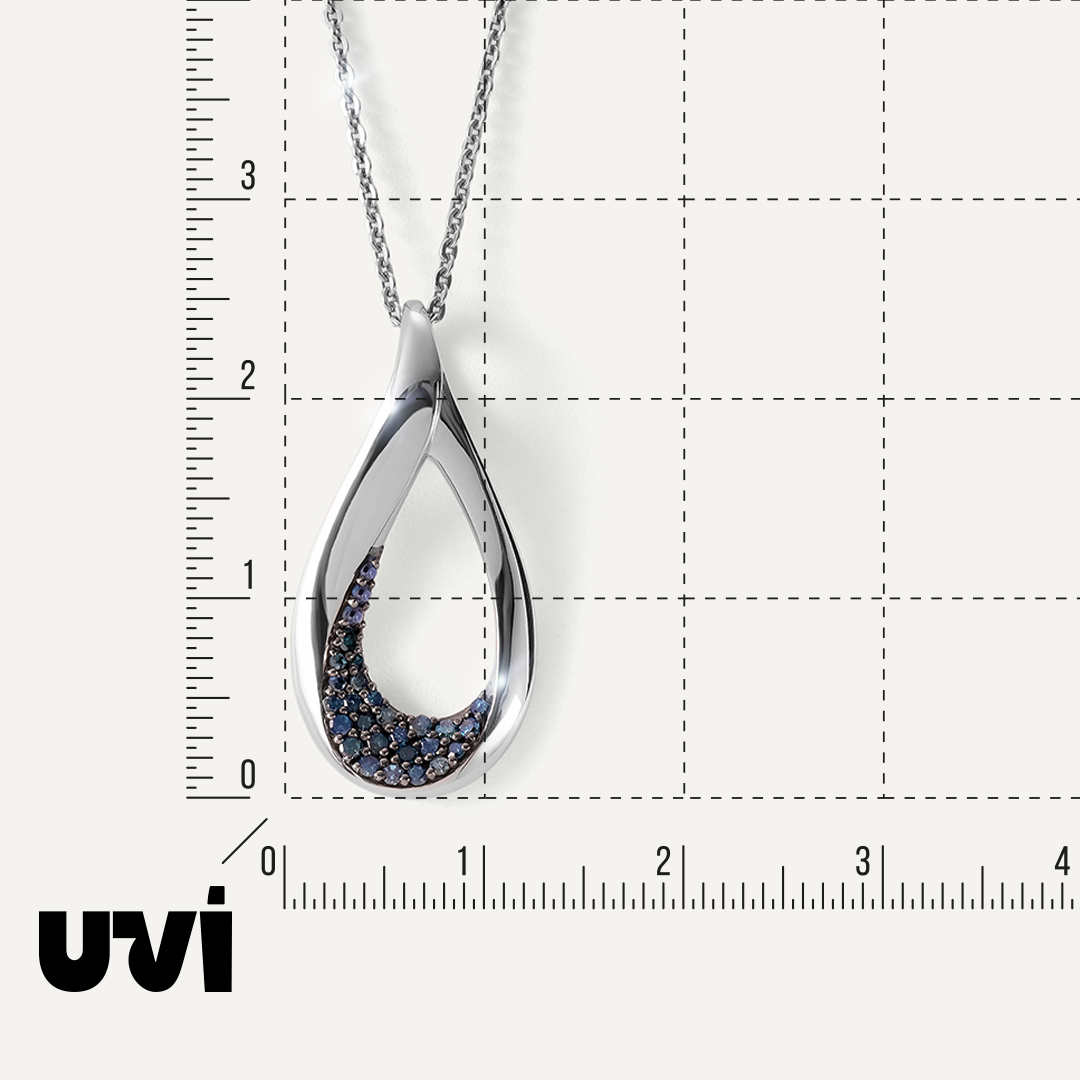 Серебряная подвеска с голубыми бриллиантами