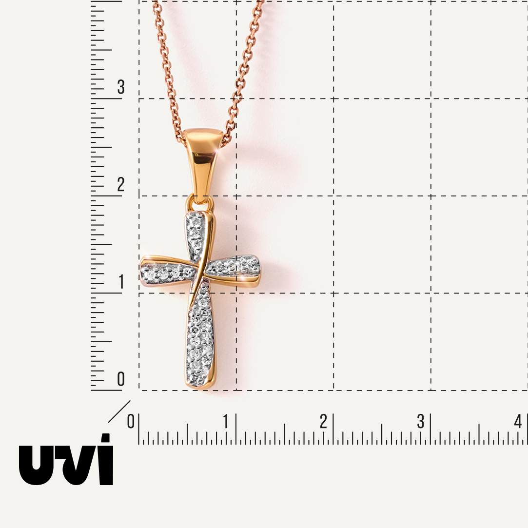 Серебряная подвеска-крест с бриллиантами