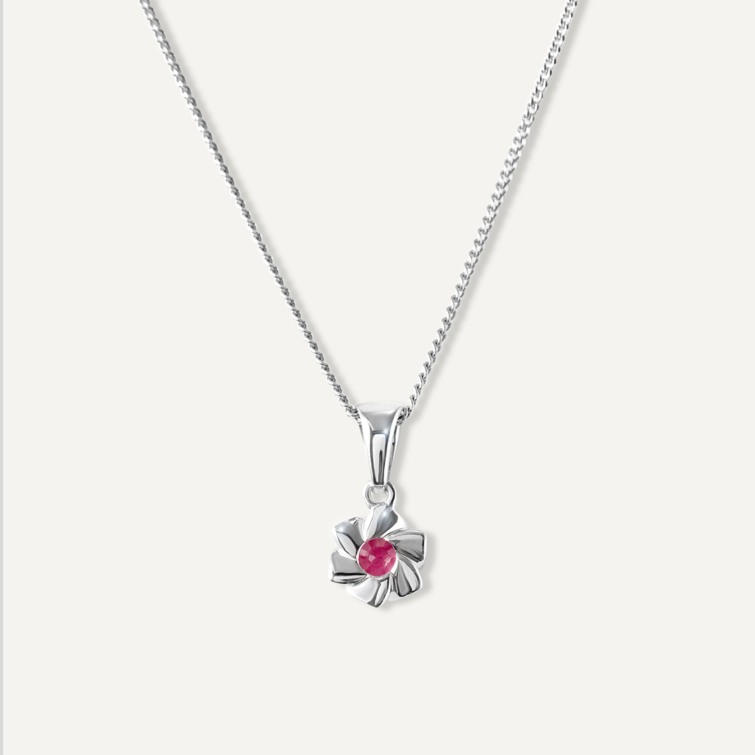 Серебряная подвеска с рубином "Цветок"
