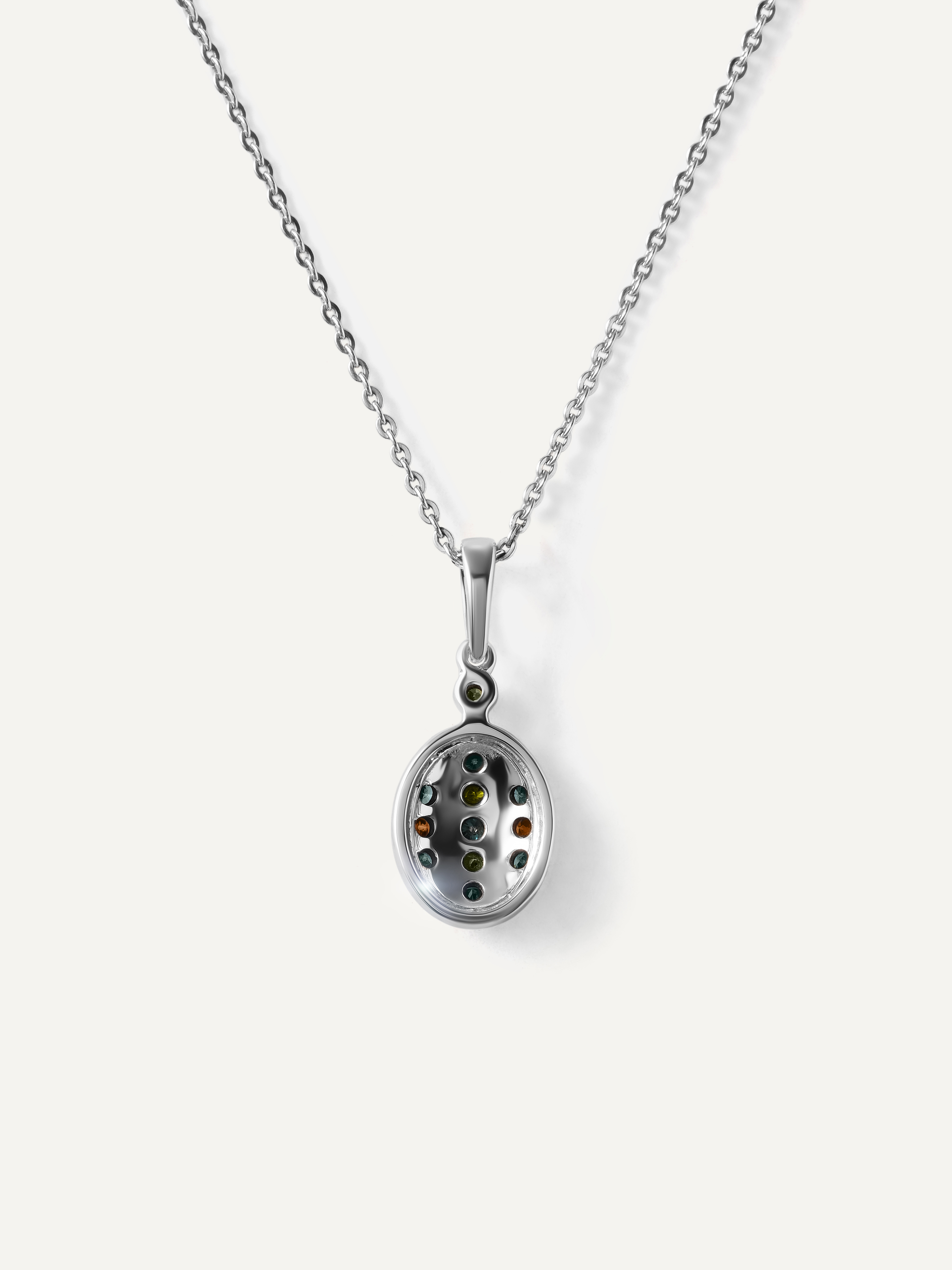 Серебряная подвеска с цветными бриллиантами