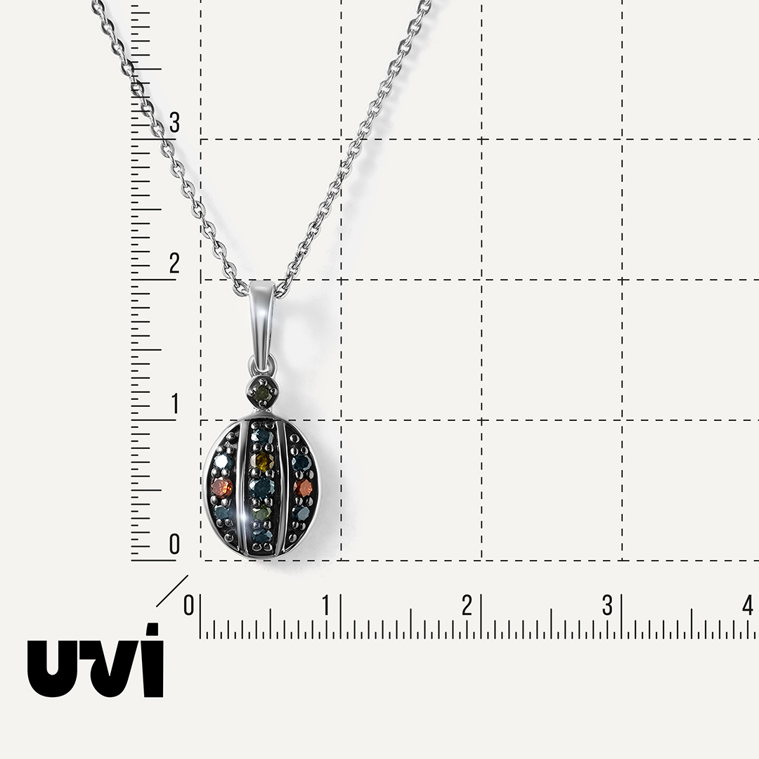 Серебряная подвеска с цветными бриллиантами