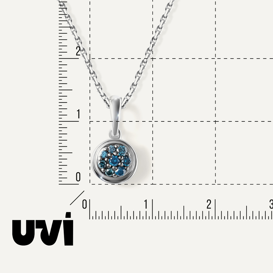 Серебряная подвеска с голубыми бриллиантами