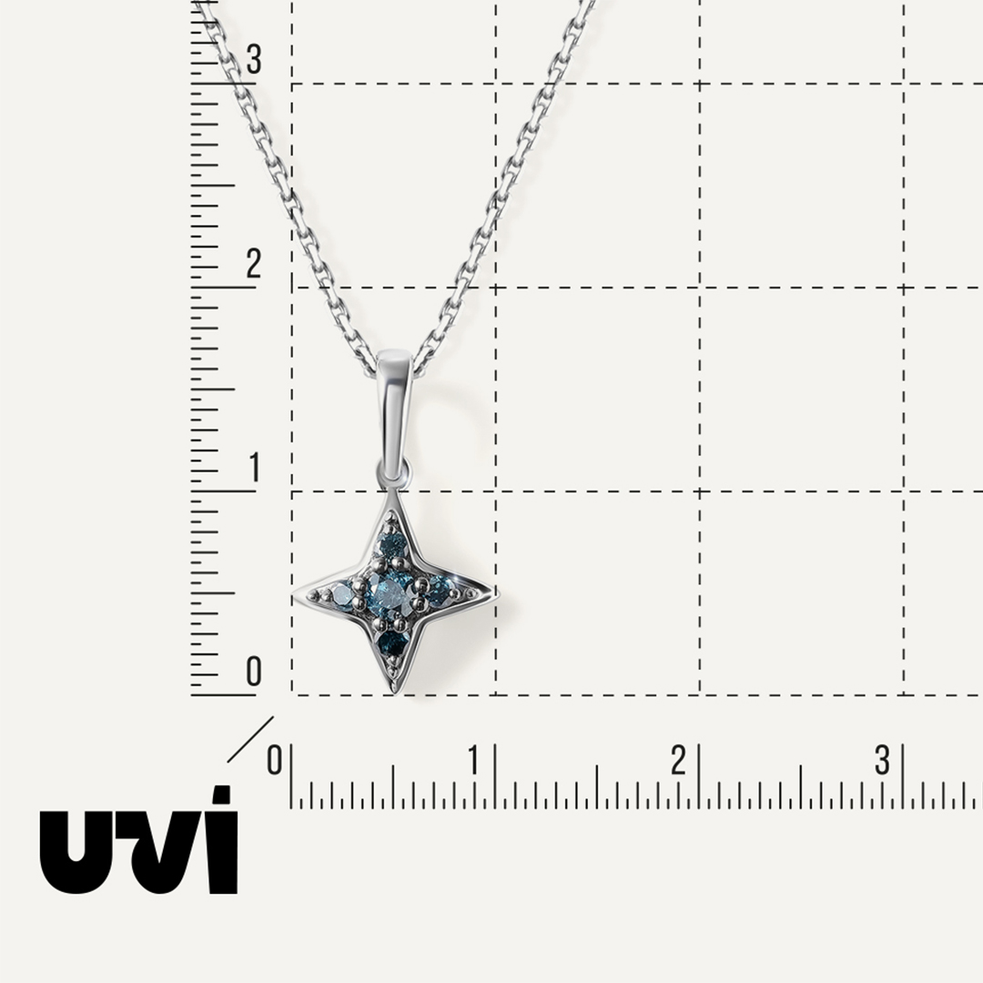 Серебряная подвеска с голубыми бриллиантами "Звезда"