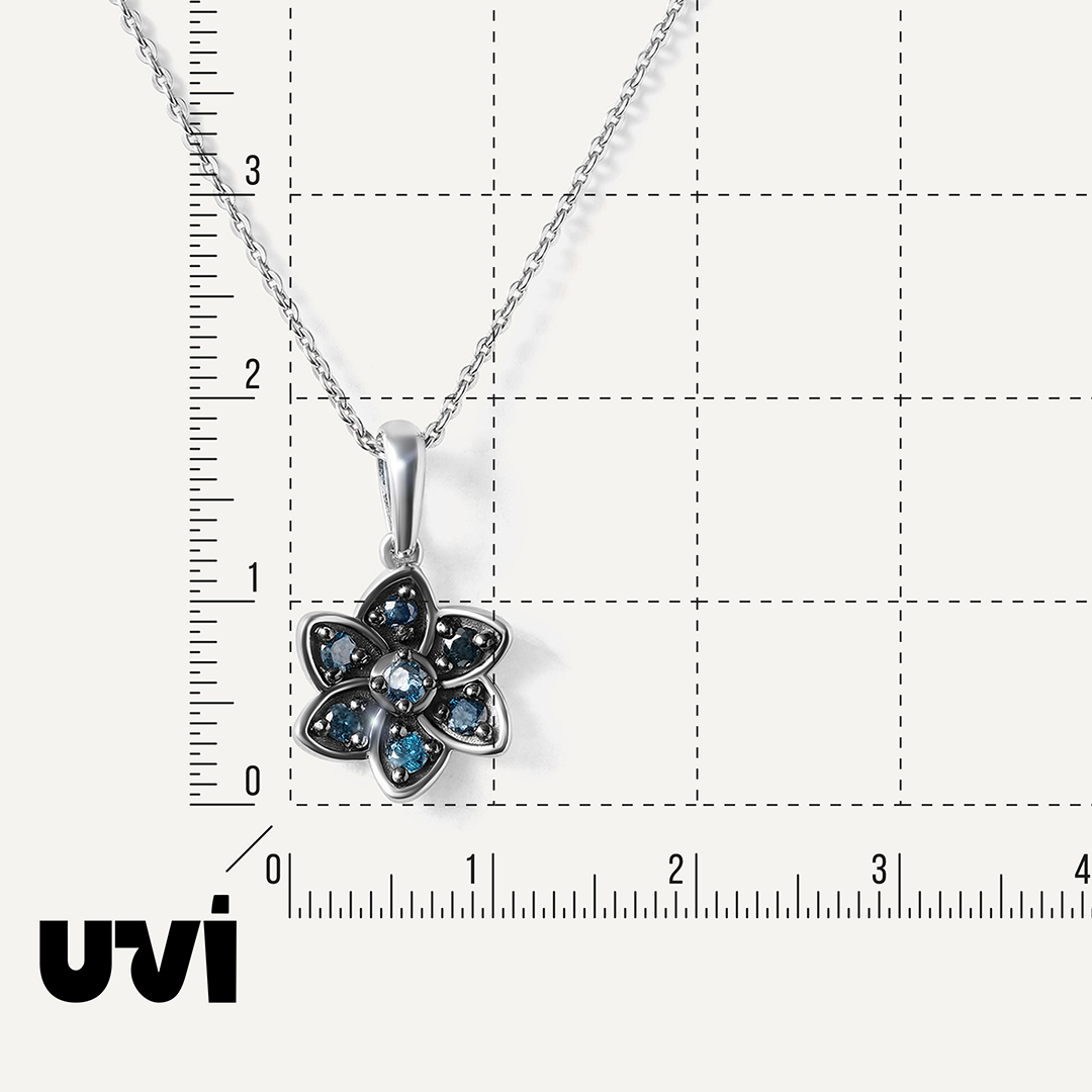 Серебряная подвеска с голубыми бриллиантами "Цветок"