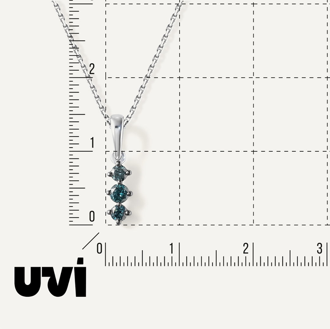 Серебряная подвеска с голубыми бриллиантами