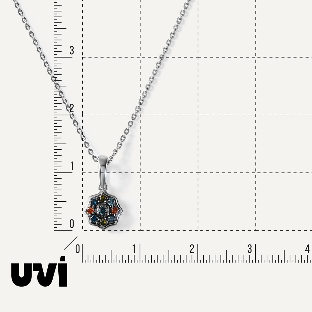 Серебряная подвеска с цветными бриллиантами