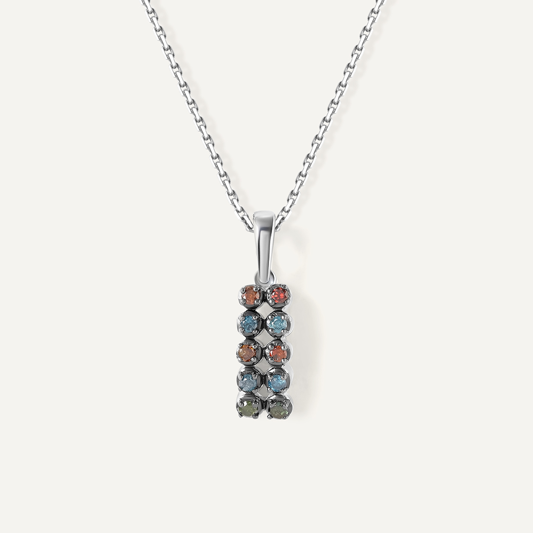 Серебряная подвеска с цветными бриллиантами