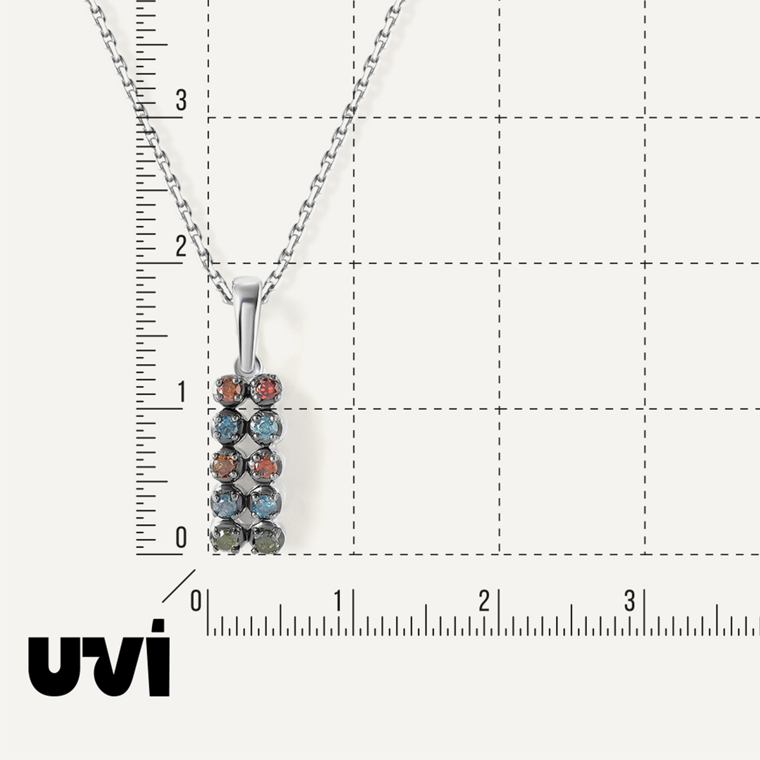 Серебряная подвеска с цветными бриллиантами