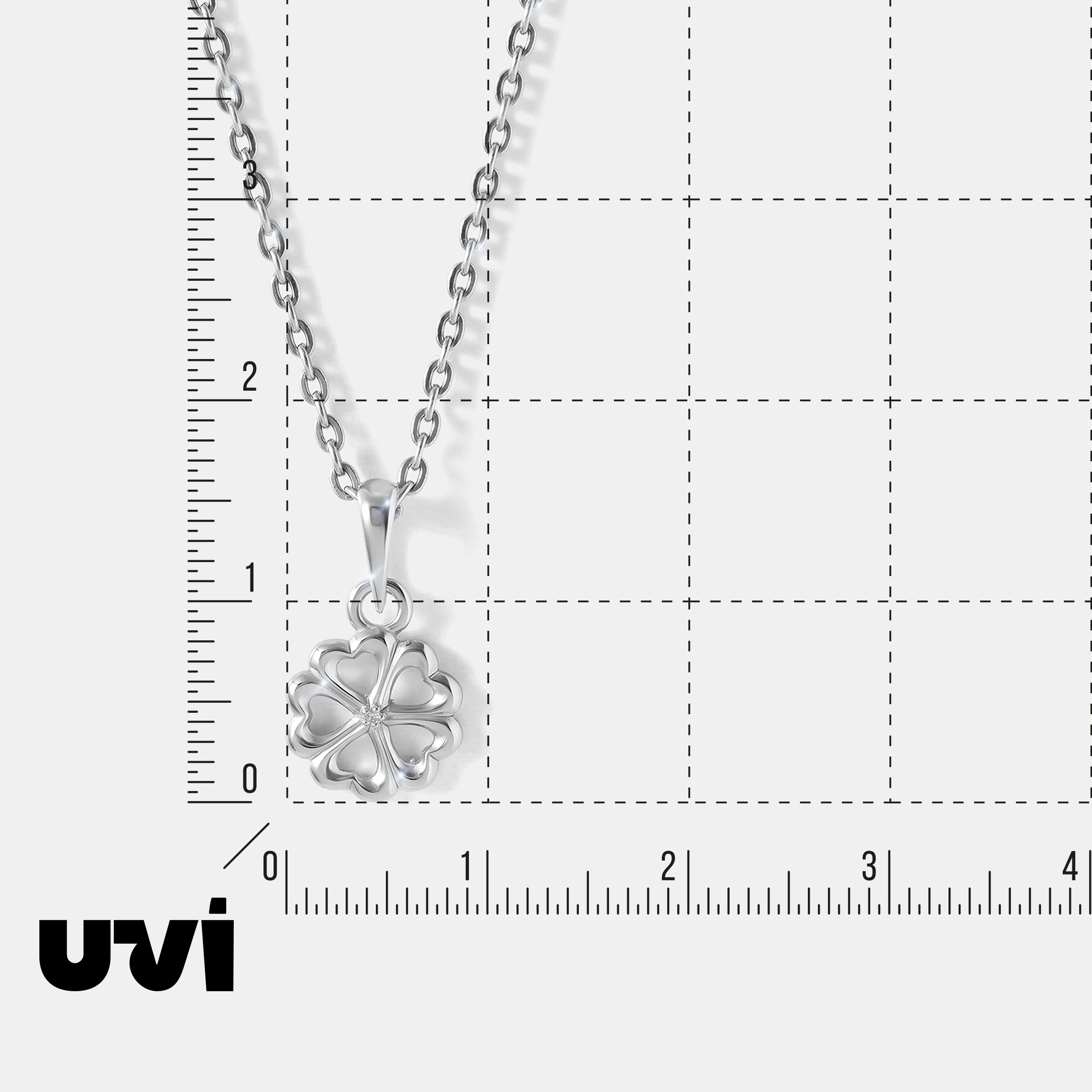 Серебряная подвеска с бриллиантом "Клевер"