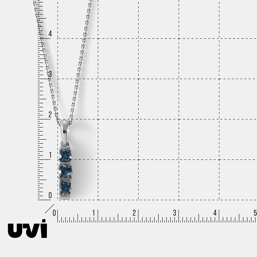 Серебряная подвеска с голубыми бриллиантами