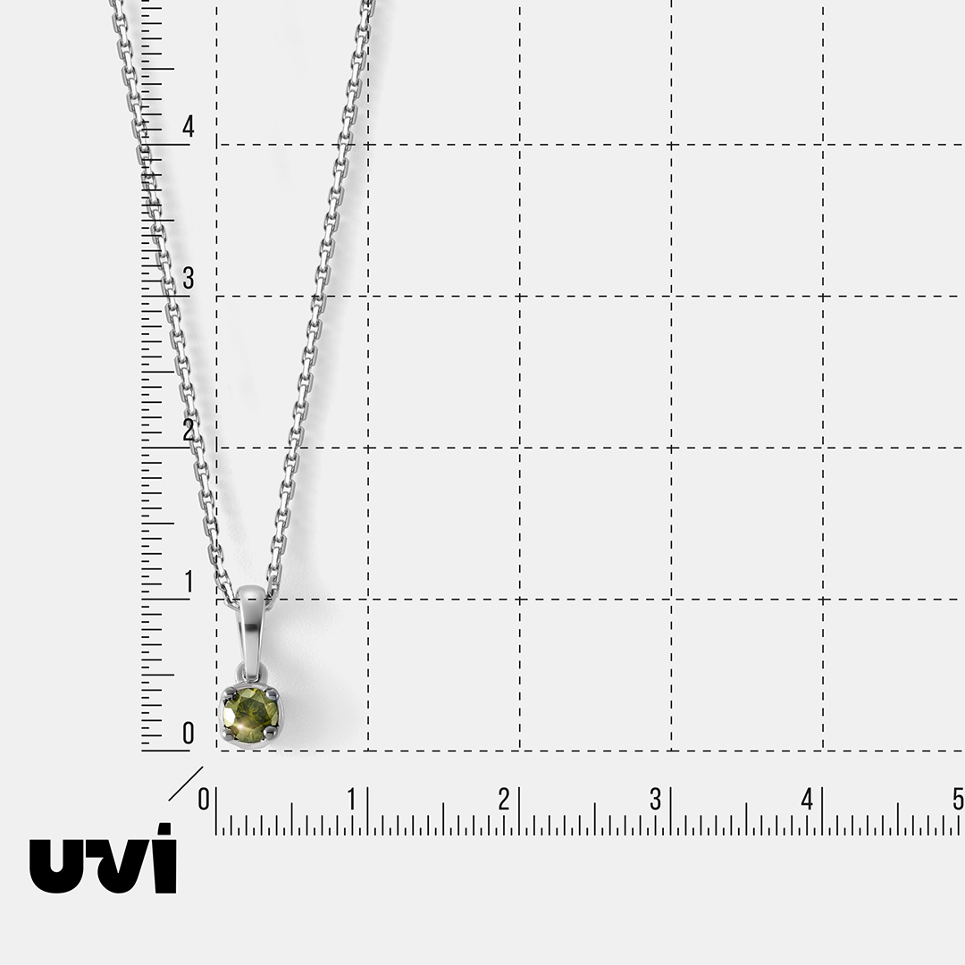 Серебряная подвеска с зеленым бриллиантом