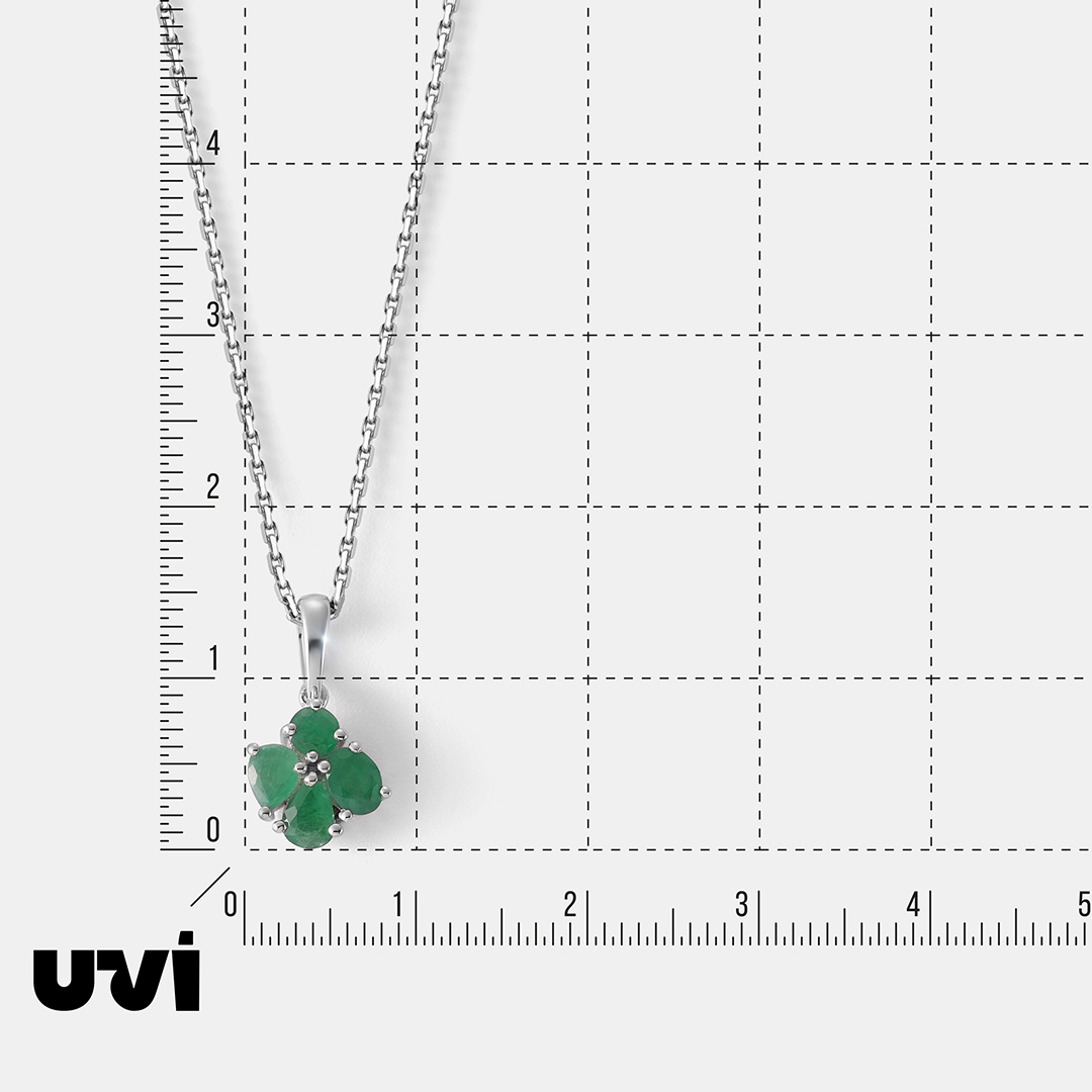 Серебряная подвеска с изумрудами "Цветок"