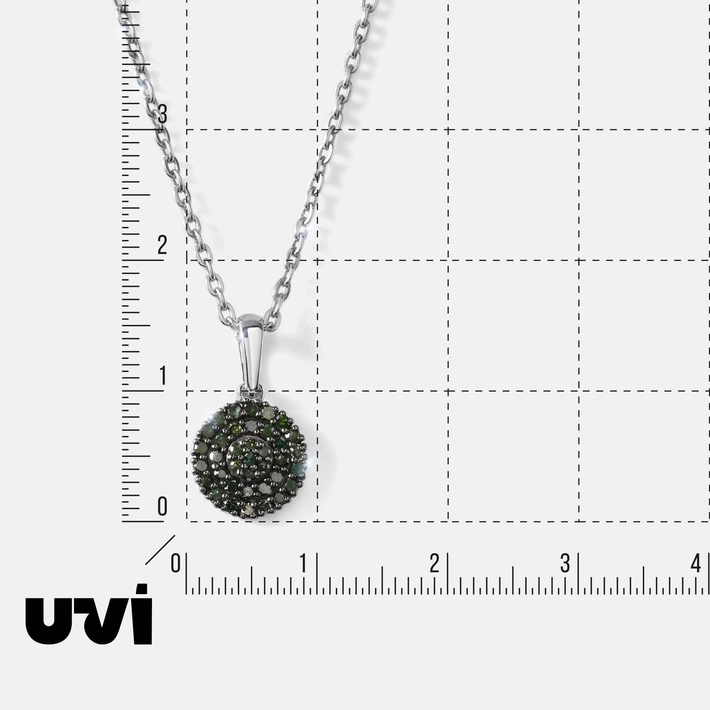Серебряная подвеска с зелеными бриллиантами
